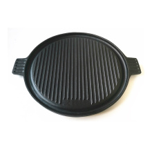 Round Cast Iron Griddle Pan for BBQ/Reversible Double-Sided Grill Plate